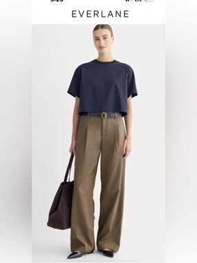 Everlane WIDE-LEG TROUSER IN BUTTERSMOOTH Deep Taupe Size 6L
